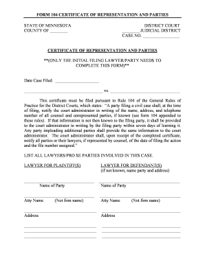 Certificate of Representation Template  Form
