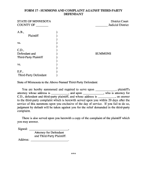 Summons and Complaint Example  Form