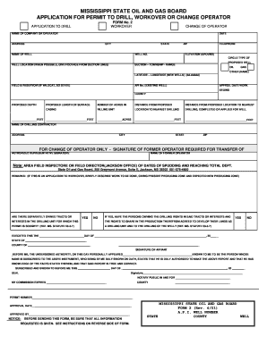 Form 2 Mississippi State Oil and Gas Board