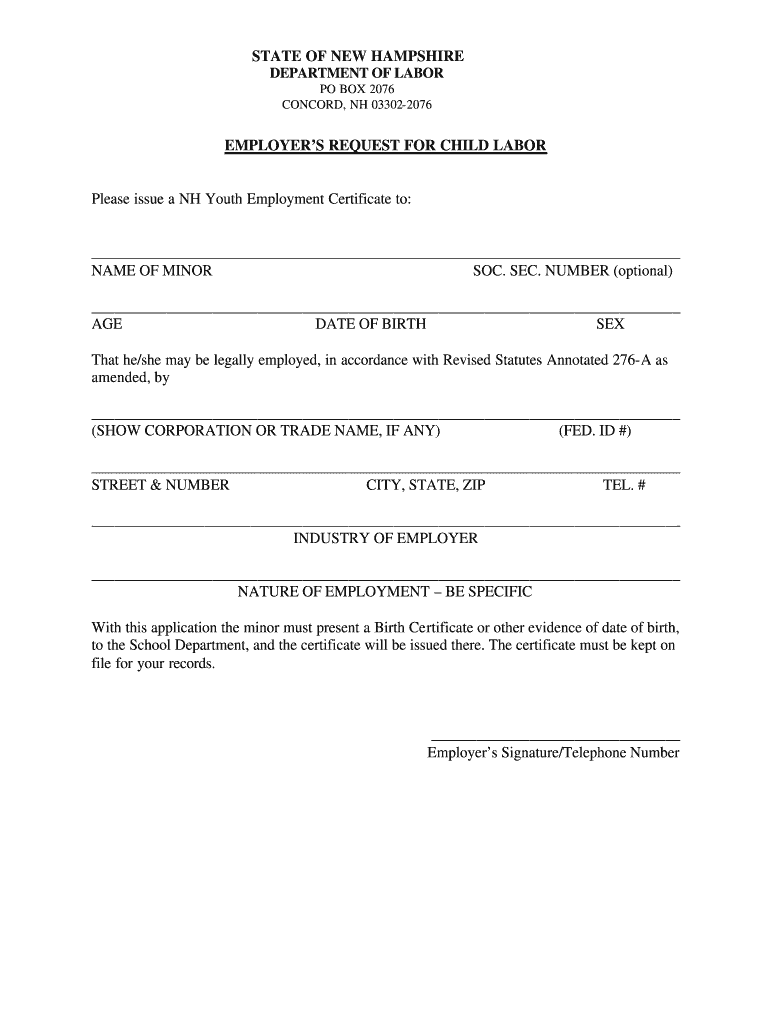 Employment Certificate  Form