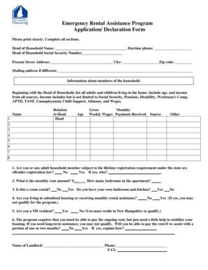 Rent Assistance Forms