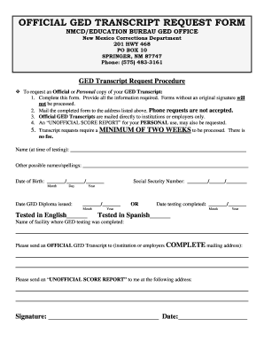 Ged New Mexico  Form