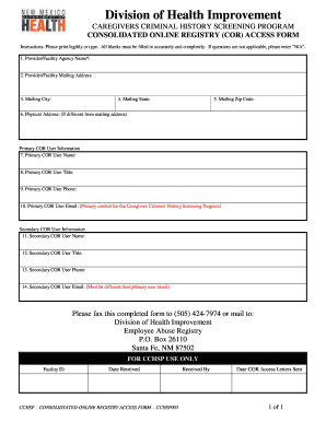 Consolidated Online Employee Abuse Registry  Form