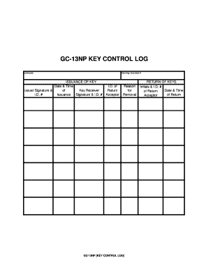 Key Control Log  Form