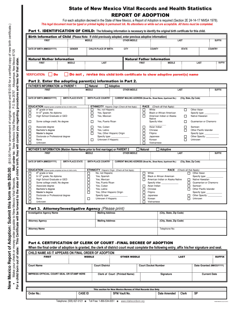  Adoption Papers in New Mexico 2012-2024