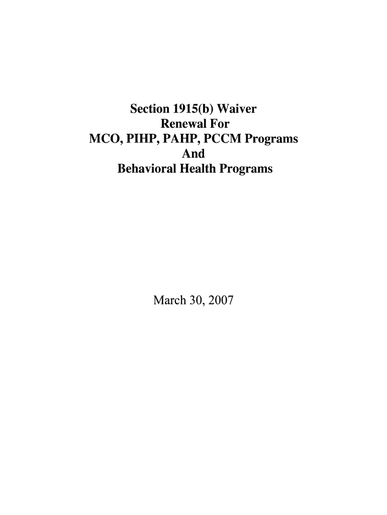  NM 1915b Medicaid BH Waiver Renewal  NM Behavioral Health    Bhc State Nm 2007-2024