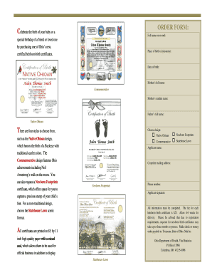 Heirloom Birth Certificate  Form