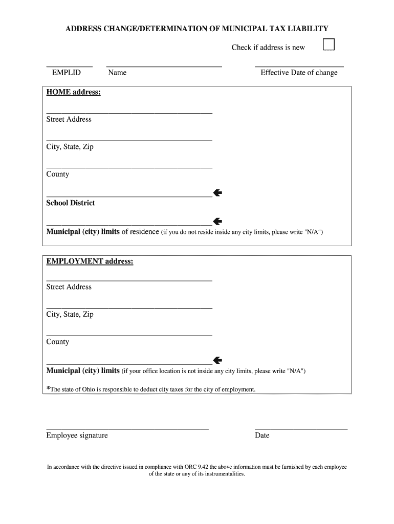 Change Municipal Tax  Form