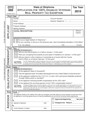 OTC Form 998 Oklahoma Tax Commission State of Oklahoma