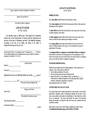 Loyalty Oath Form Oklahoma Secretary of State State of Oklahoma Sos Ok