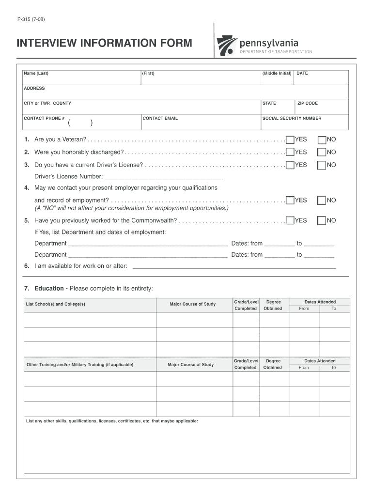  Interview Forms Eg America 2008-2024