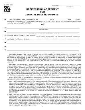 M 936RA Registration Agreement for Special Hauling Permits Ftp Dot State Pa  Form