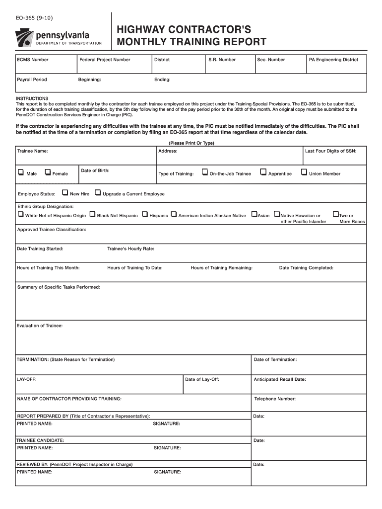  Penndot Form Ojt Eo 365 2010-2024