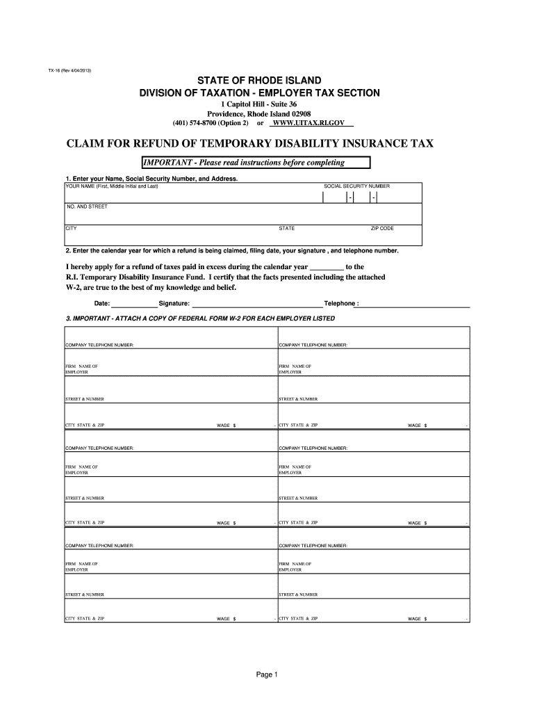  Ri Tdi Refund  Form 2013