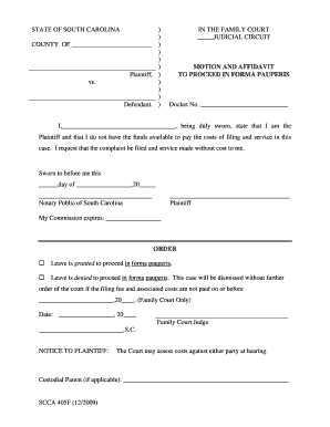 SCCA 405F 12 I, , Being Duly Sworn, State that I Am the Judicial State Sc  Form