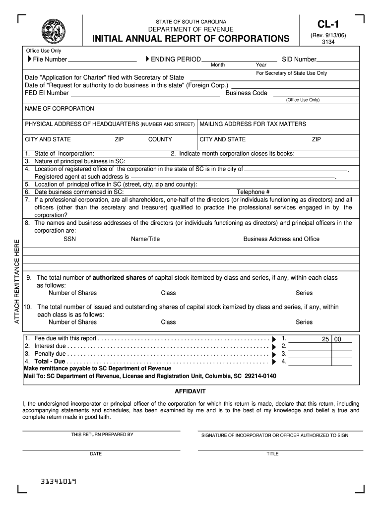  CL 1 the South Carolina Department of Revenue Sctax 2019