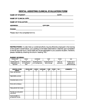 Dental Student Clinical Evaluation  Form