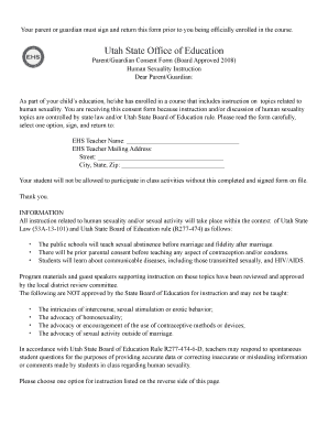 Utah Education Sexuality Permission Form