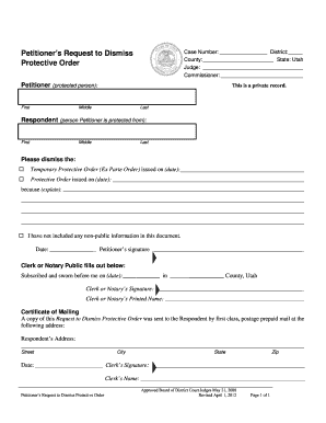  Online Procetive Order Dismissal Forms 2012