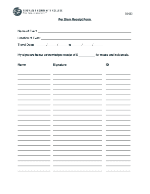  Per Diem Receipt Template 2012-2024