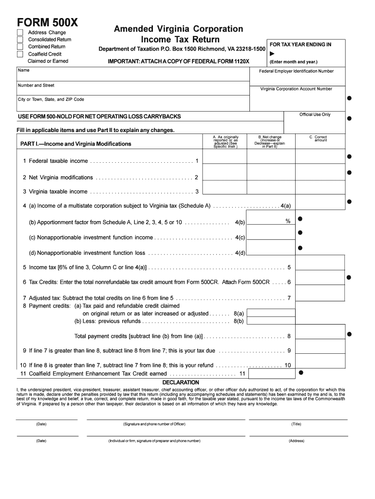  Virginia Form 500x 2000-2024