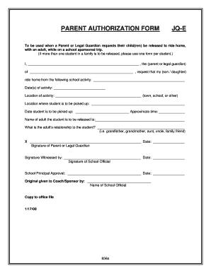 Parental Authorization  Form