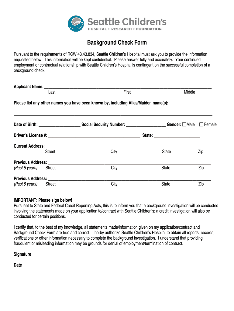 Pre Employment Screening Form Template