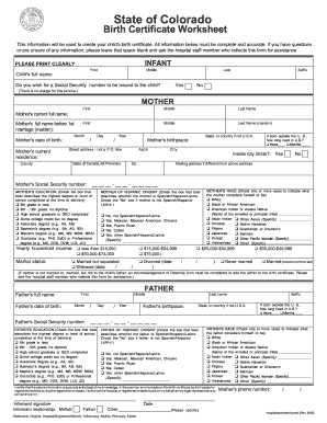Birth Certificate Worksheet Form - Fill Out and Sign Printable PDF Template