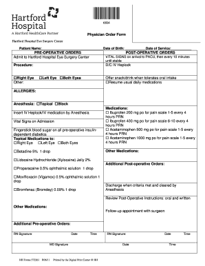 Eye Surgery Center Physician Order, #572261 Hartford Hospital Physician Order Forms Harthosp