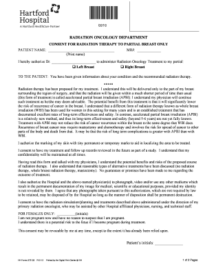 CONSENT for RADIATION THERAPY to PARTIAL BREAST ONLY ENGLISH, #572132 Hartford Hospital Consent Forms Harthosp