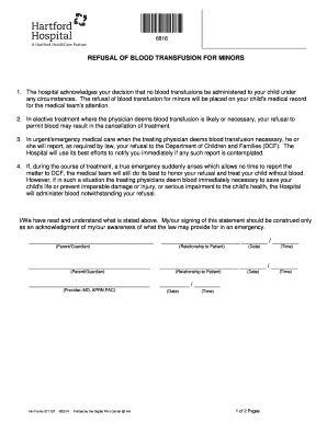 Blood Transfusion Consent Form PDF