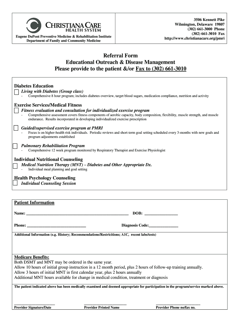 Christiana Homecare Referral Form