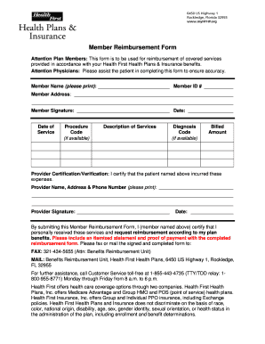 Healthfirst Reimbursement Form