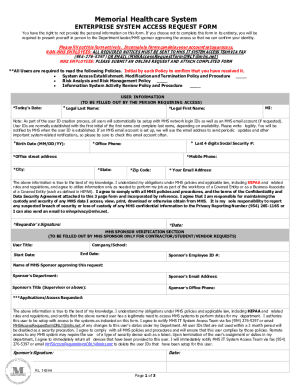 Enterprise System Access Request Form Memorial Healthcare