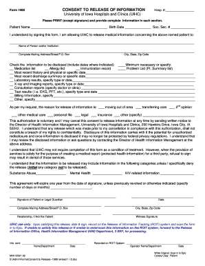  University of Iowa Hosptals and Clinics Release Form Fillable 2012