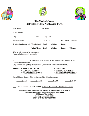 Babysitting Application Form 2014-2024