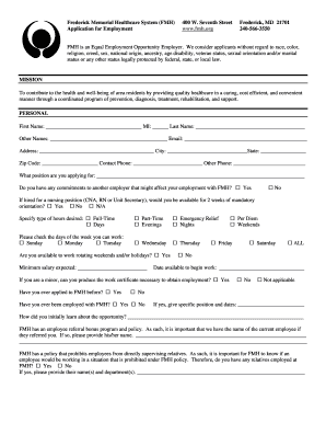 Hospital Job Application Form