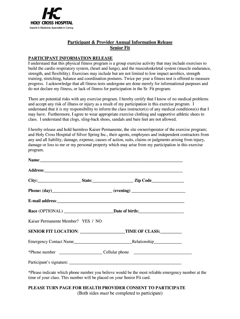 Get and Sign Holy Cross Senior Fit  Form