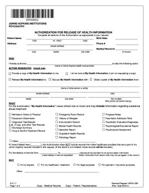  Authorization Form Johns Hopkins Medical Institutions Hopkinsmedicine 2013-2024