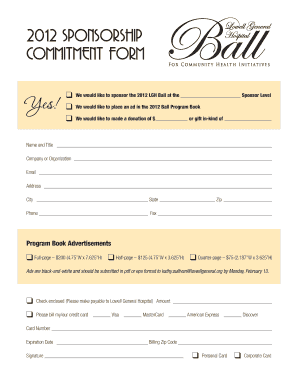 SPONSORSHIP COMMITMENT FORM Lowell General Hospital