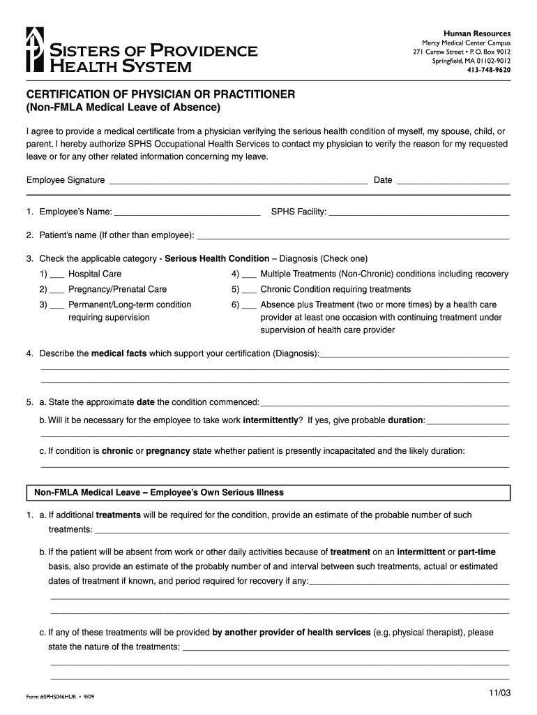  Non Fmla Medical Certification Form 2009-2024