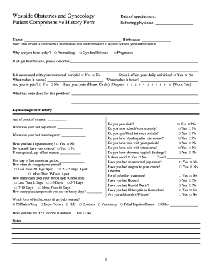 Westside OBGYN Patient History Form DOC
