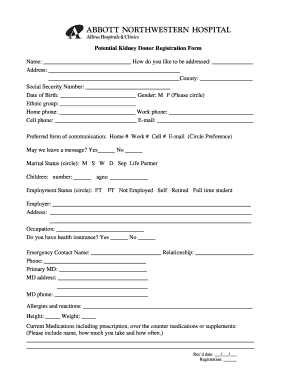 Living Kidney Donor Forms