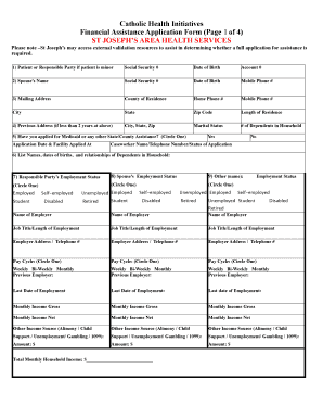 Catholic Health Initiatives Financial Assistance Application Form