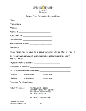 Barnes Jewish Hospital Doctors Note  Form