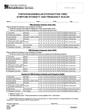 Tmj Disability Index PDF  Form