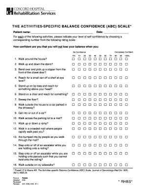 Activities Specific Balance Confidence Scale  Form