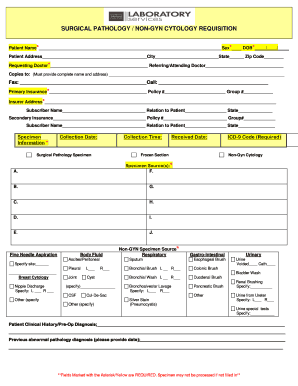 Surgical Pathology Non Gyn Cytology Requisition Catholic Medical Catholicmedicalcenter  Form