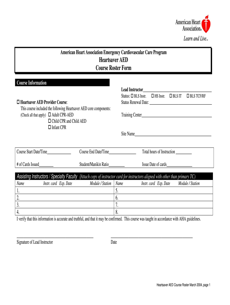 Get and Sign American Heart Association Instructor Network 2004-2022 Form