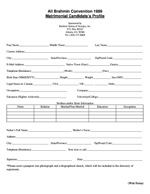 Marriage Bureau Registration Form PDF